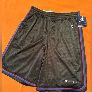 Champion athletic shorts. Size Medium. NWT. Black blue/red trim
